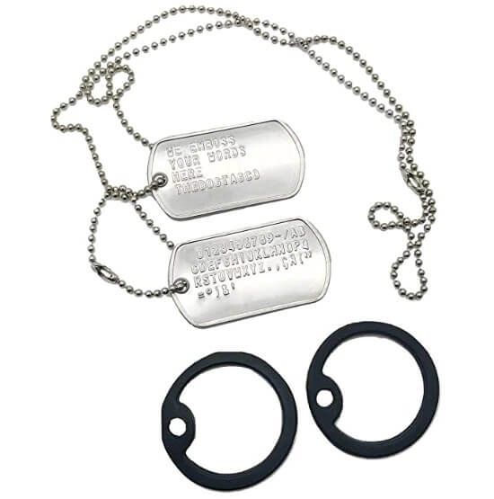 Colar Dog Tag de Inox Personalizado Com Seu Texto Em Alto Relevo