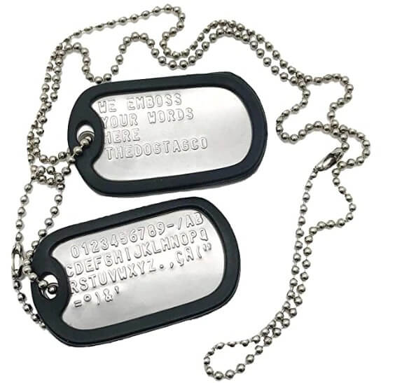 Colar Dog Tag de Inox Personalizado Com Seu Texto Em Alto Relevo