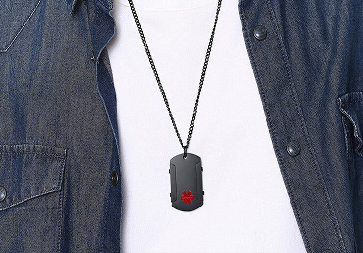 Colar Dog Tag Personalizado Com Alerta Médico