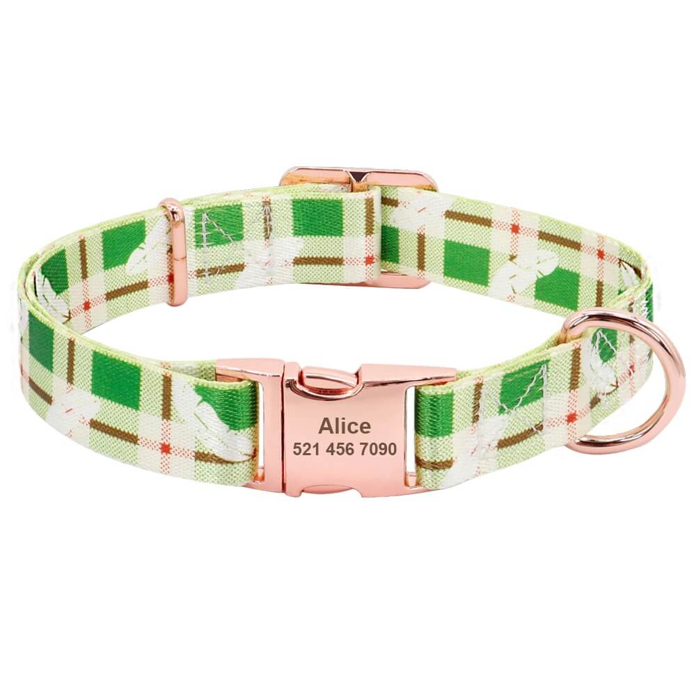 Coleira Estampada Para Cães e Gatos - Personalizada Com Nome e Telefone