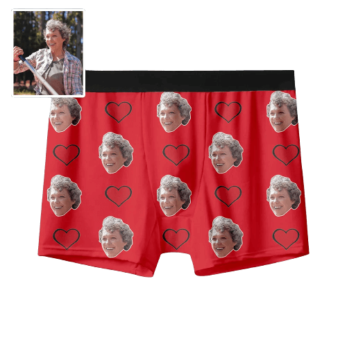 Cueca Boxer Personalizada Com Sua Foto - Corações