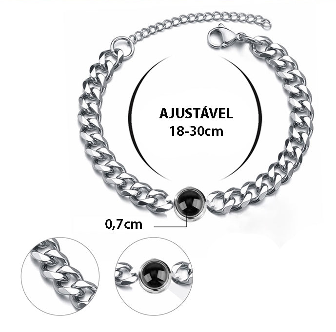 Pulseira Corrente de Metal Personalizada Com Sua Foto