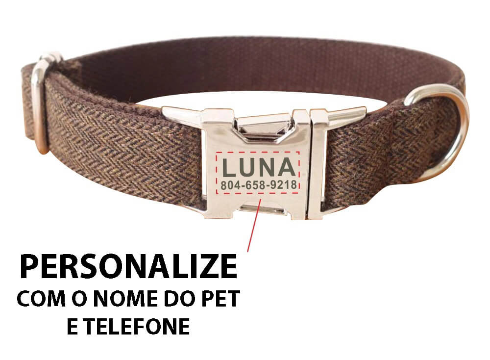 Coleira de Nylon Para Cães Personalizada Com Informações do Pet