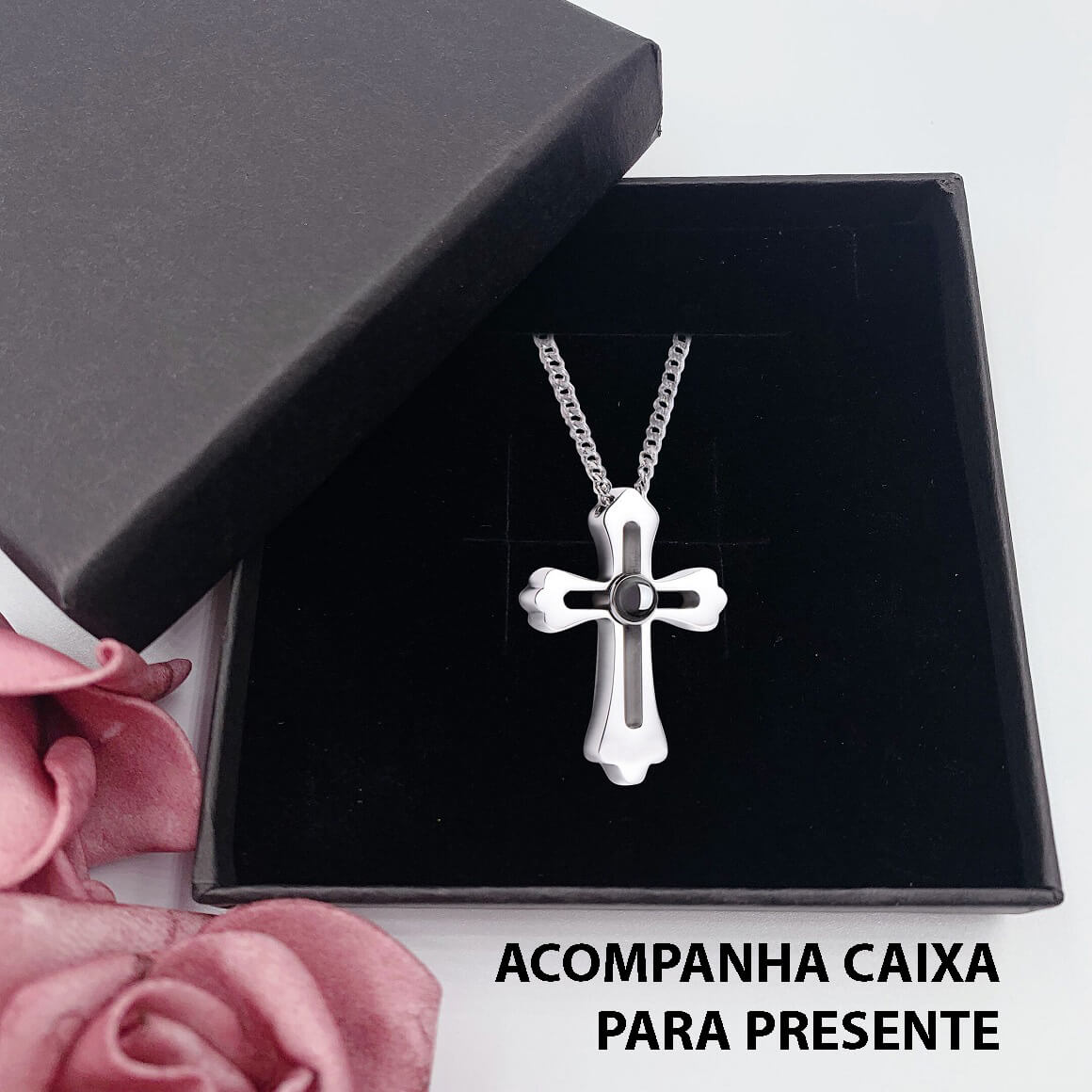 Pingente Com Cruz Gótica Personalizado Com a Sua Foto