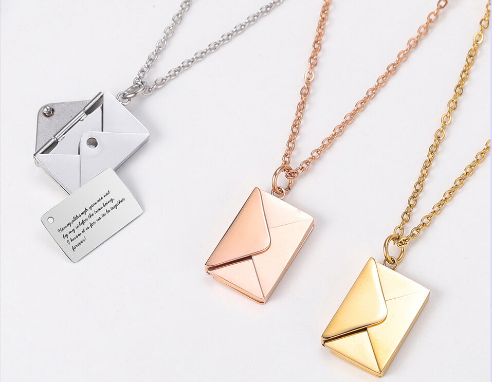 Pingente Envelope de Inox Personalizado Com Sua Frase