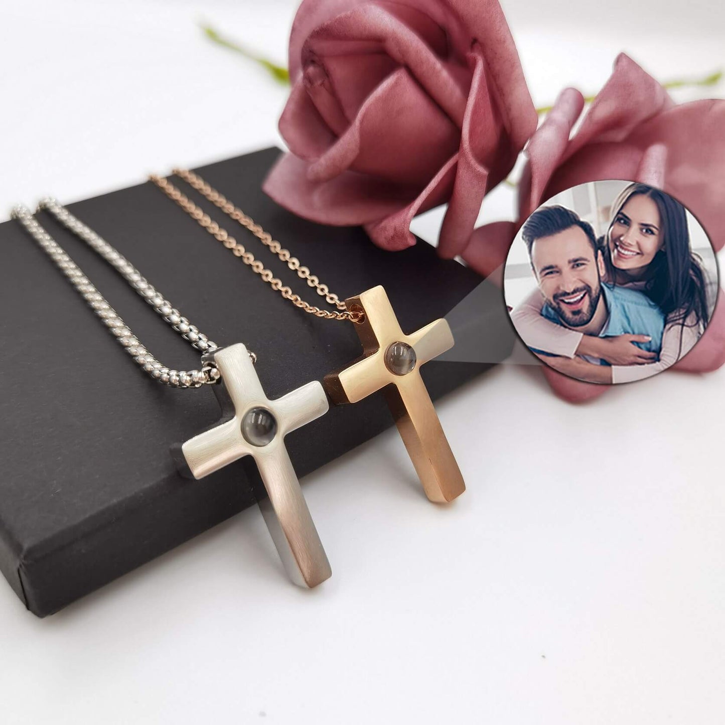 Pingente Masculino Com Cruz Personalizado Com a Sua Foto