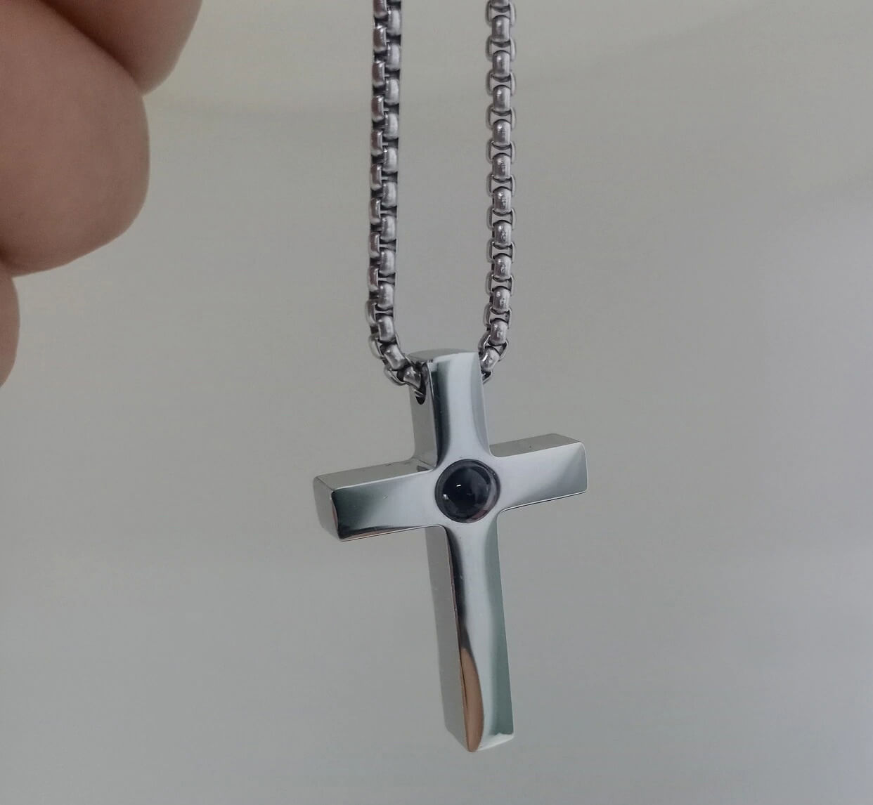 Pingente Masculino Com Cruz Personalizado Com a Sua Foto