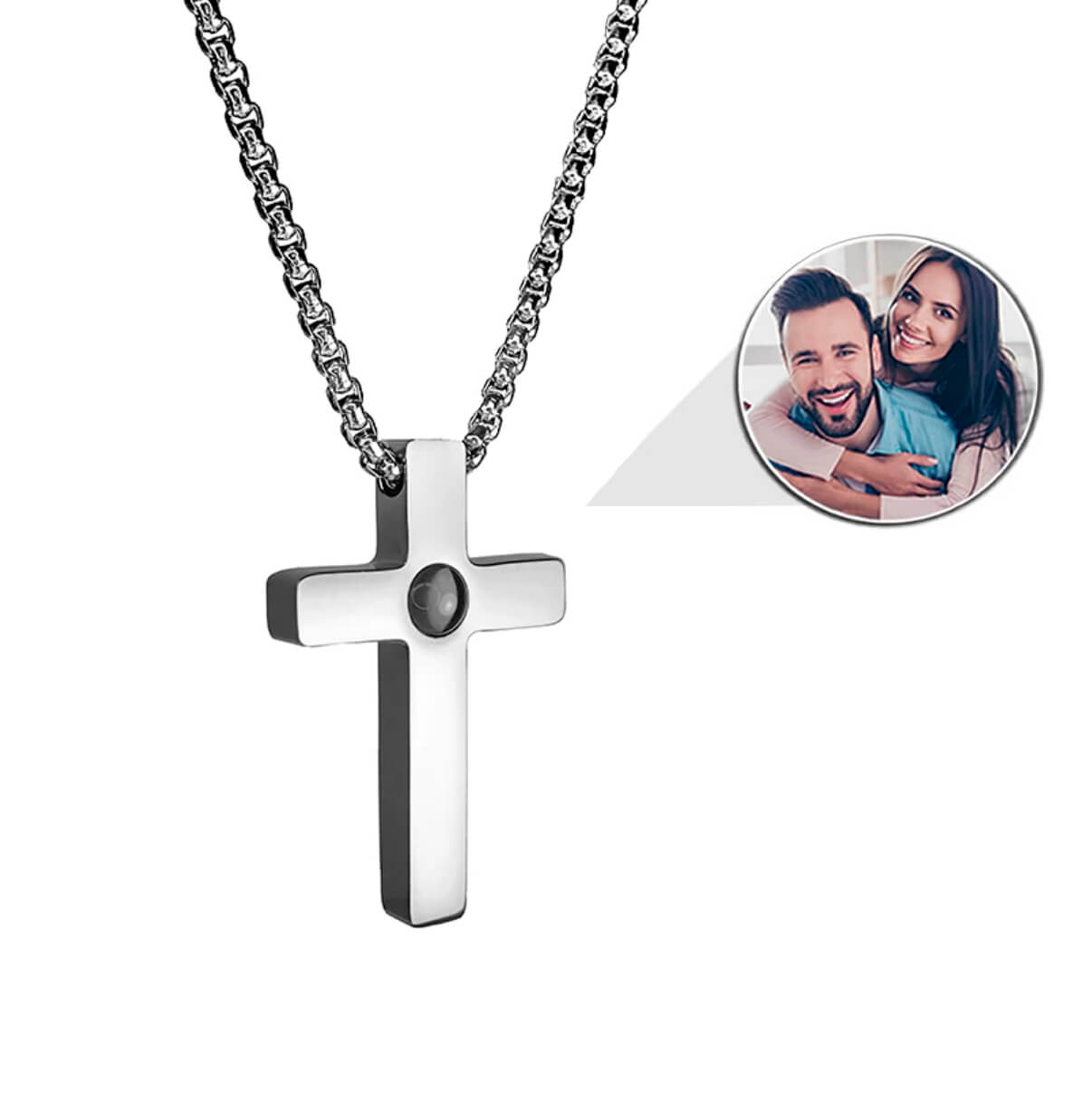 Pingente Masculino Com Cruz Personalizado Com a Sua Foto