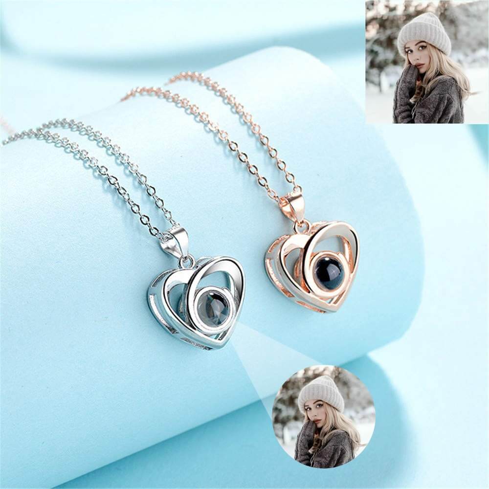 Pingente de Prata Personalizado Com Sua Foto - Coração Espiral