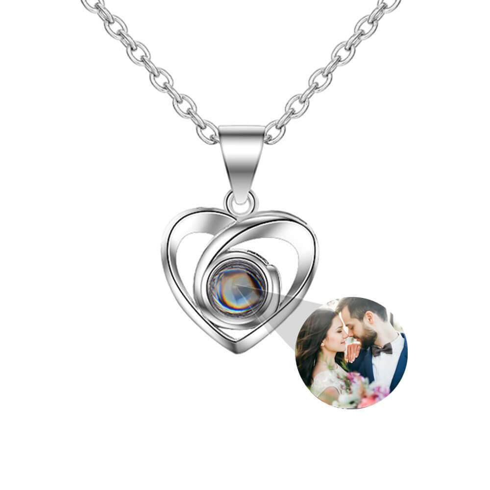 Pingente de Prata Personalizado Com Sua Foto - Coração Espiral