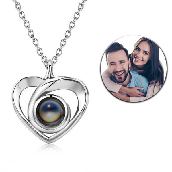Pingente de Prata Personalizado Com Sua Foto - Coração Espiral