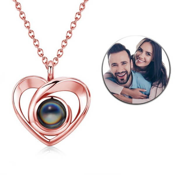 Pingente de Prata Personalizado Com Sua Foto - Coração Espiral