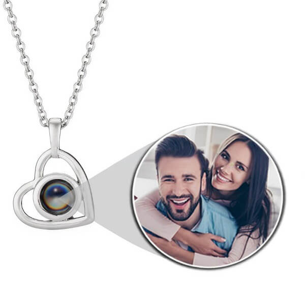 Pingente de Prata Personalizado Com Sua Foto - Coração