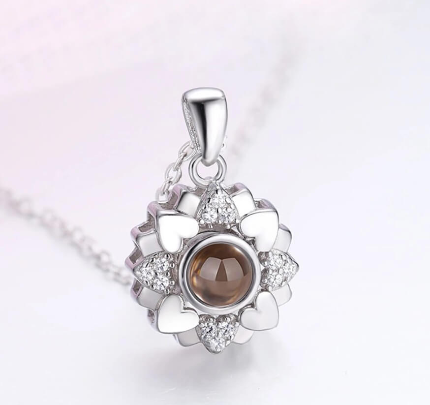 Pingente de Prata Personalizado Com Sua Foto - Flor
