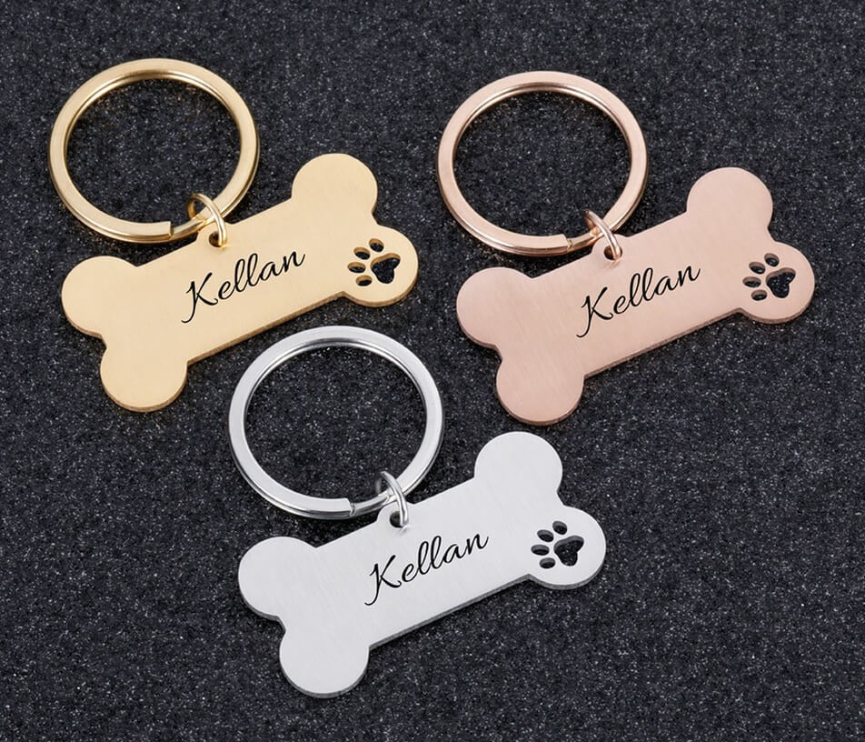 Plaquinha de Identificação Personalizada Para Cães - Modelo Osso