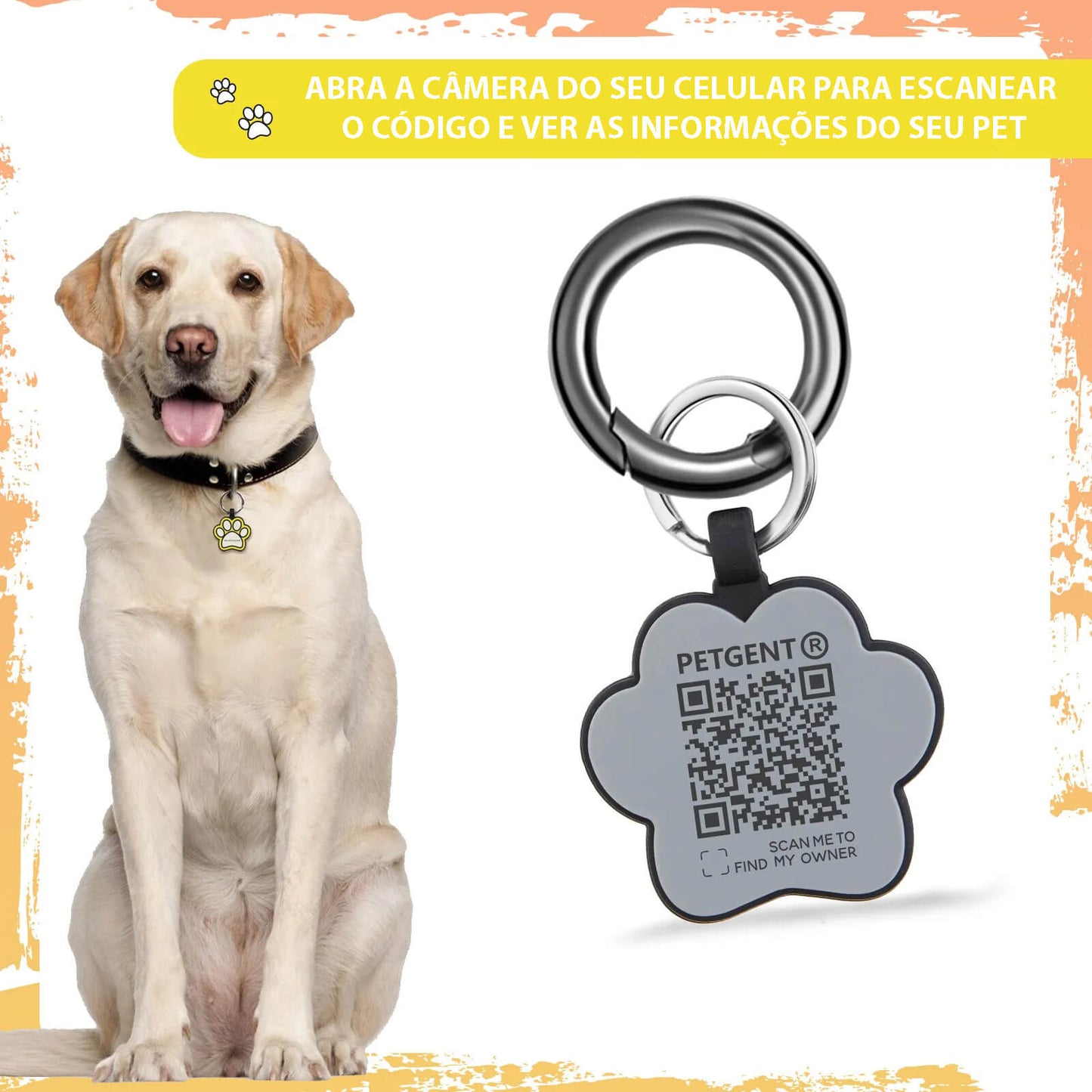 Plaquinha de Identificação Para Cães e Gatos Com QR Code