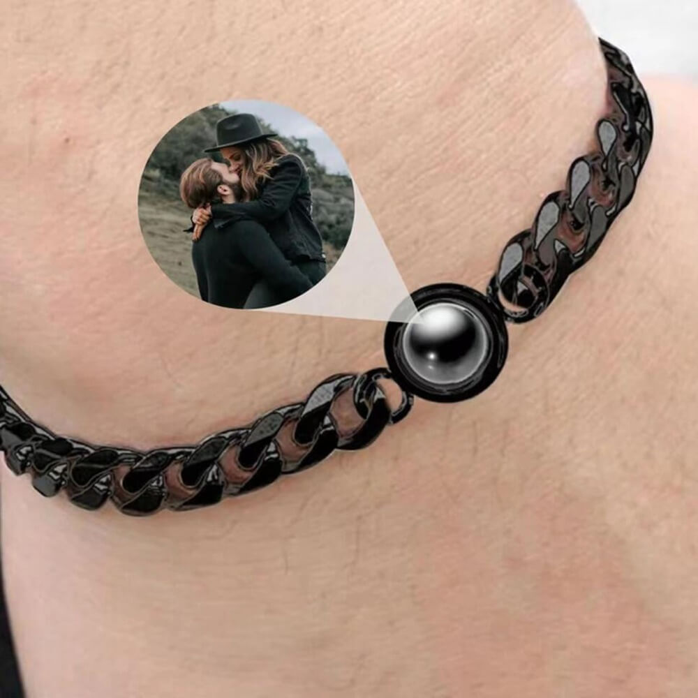 Pulseira Corrente de Metal Personalizada Com Sua Foto