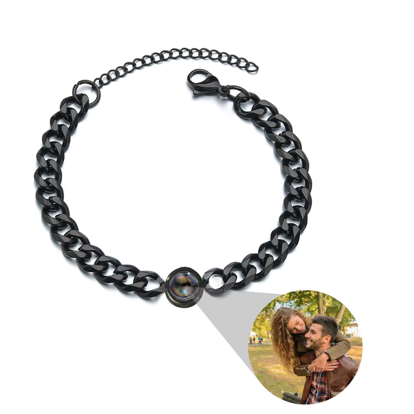 Pulseira Corrente de Metal Personalizada Com Sua Foto