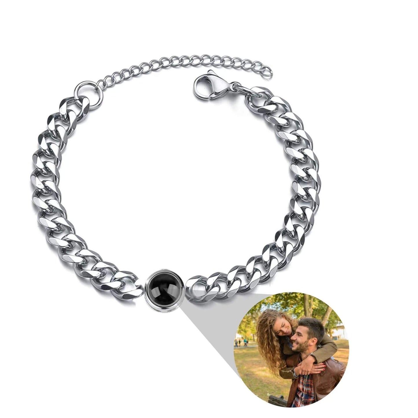 Pulseira Corrente de Metal Personalizada Com Sua Foto