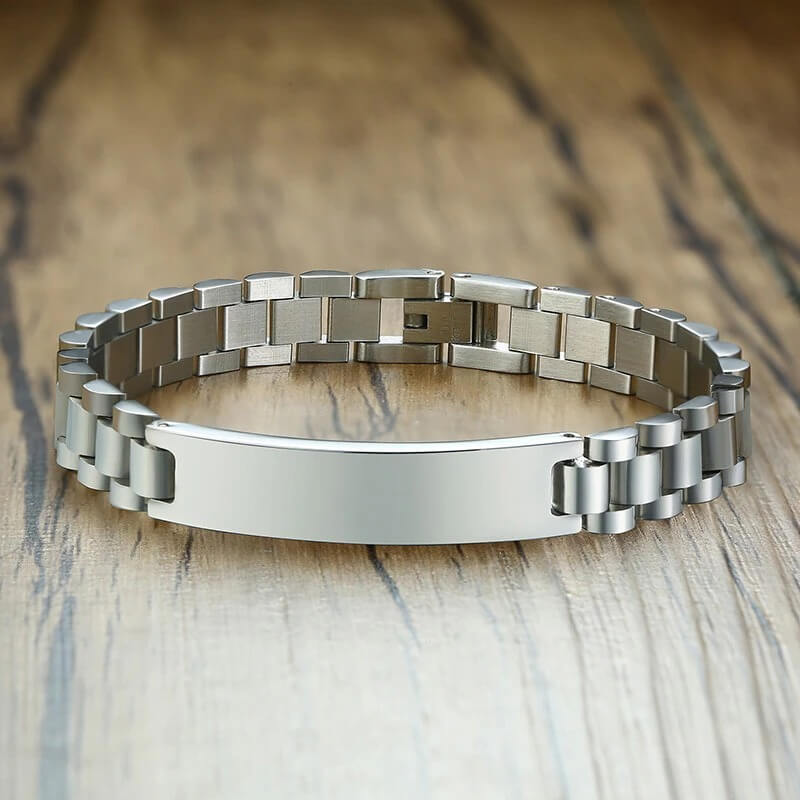 Pulseira Masculina de Inox Personalizada Com Seu Nome