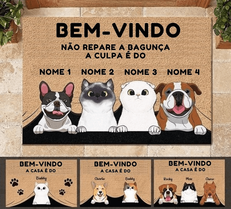 Capacho Tapete Personalizado Com Nome e Desenho do Seu Pet