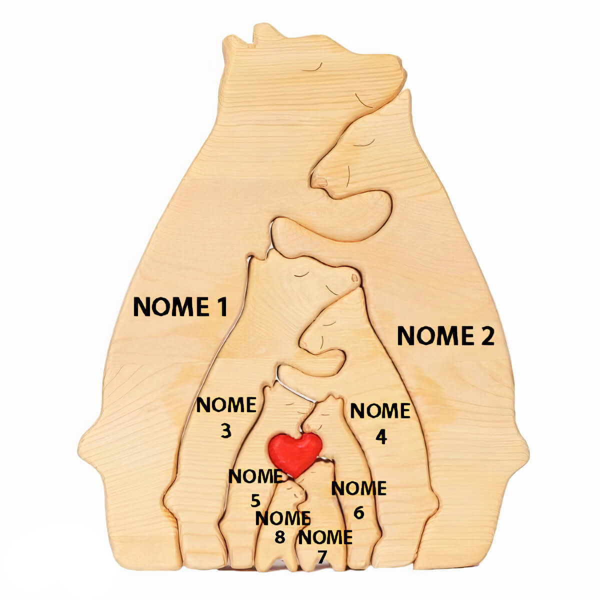 Ursos de Madeira Para Encaixar Personalizados Com Os Nomes da Sua Família