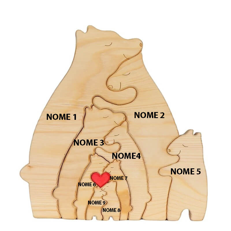 Ursos de Madeira Para Encaixar Personalizados Com Os Nomes da Sua Família