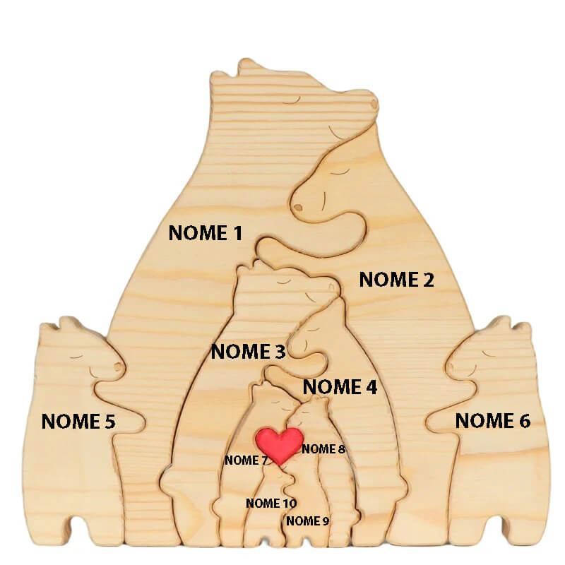 Ursos de Madeira Para Encaixar Personalizados Com Os Nomes da Sua Família