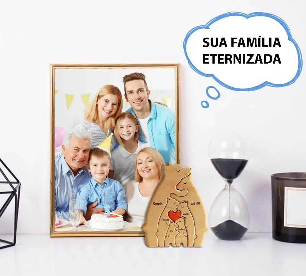 Ursos de Madeira Para Encaixar Personalizados Com Os Nomes da Sua Família