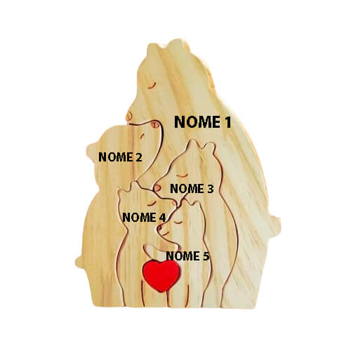Ursos de Madeira Para Encaixar Personalizados Com Os Nomes da Sua Família