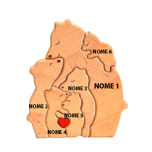 Ursos de Madeira Para Encaixar Personalizados Com Os Nomes da Sua Família