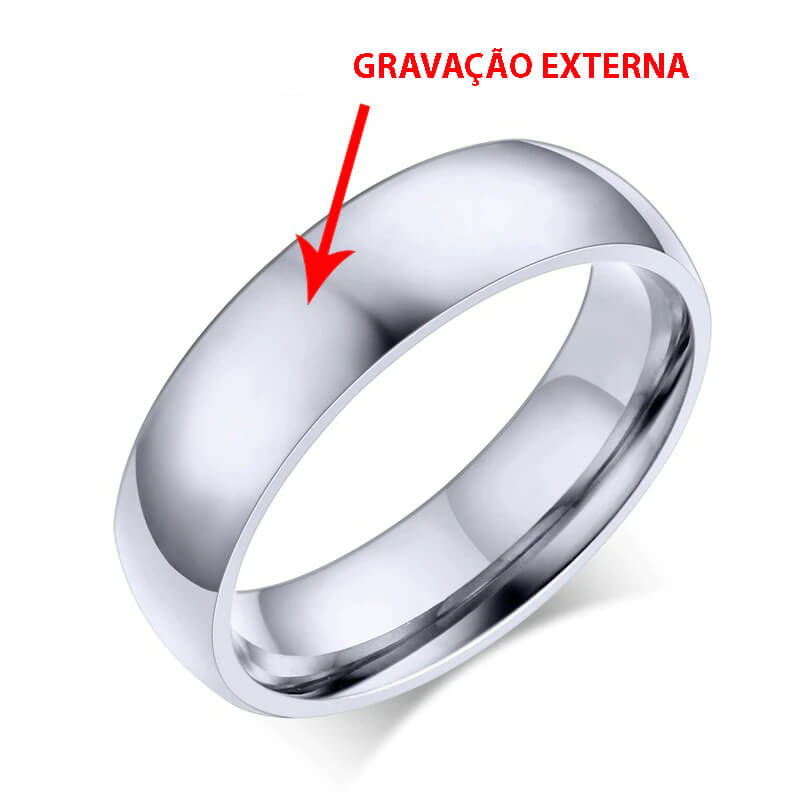 Aliança de Inox Personalizada Com Nome do Casal - Modelo Liso