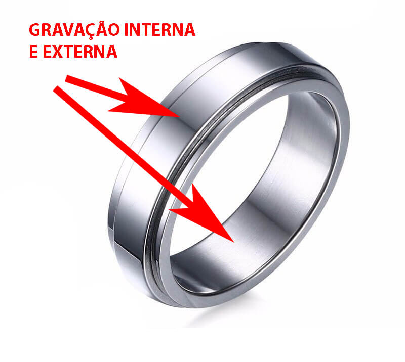 Aliança de Inox Personalizada Com Nome do Casal - Modelo Spinner