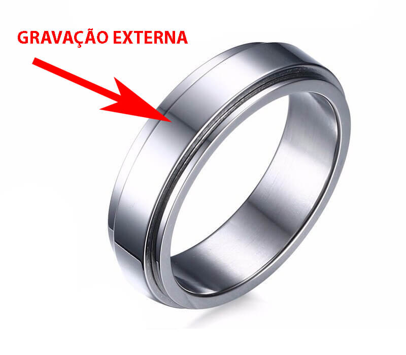 Aliança de Inox Personalizada Com Nome do Casal - Modelo Spinner