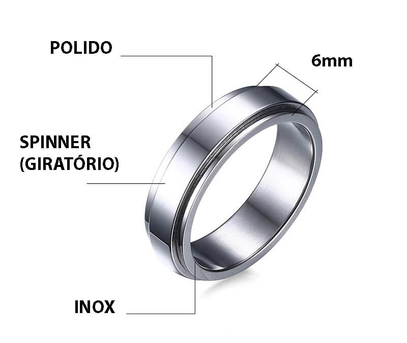 Aliança de Inox Personalizada Com Nome do Casal - Modelo Spinner