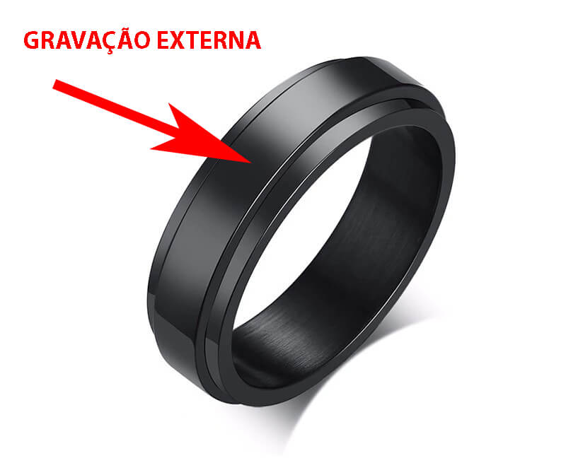 Aliança de Inox Personalizada Com Nome do Casal - Modelo Spinner