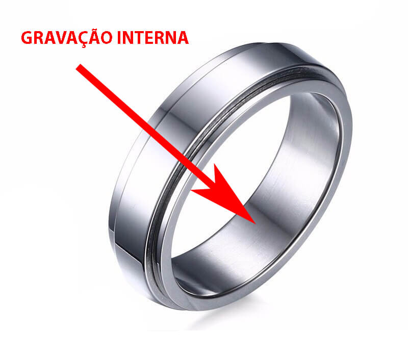 Aliança de Inox Personalizada Com Nome do Casal - Modelo Spinner