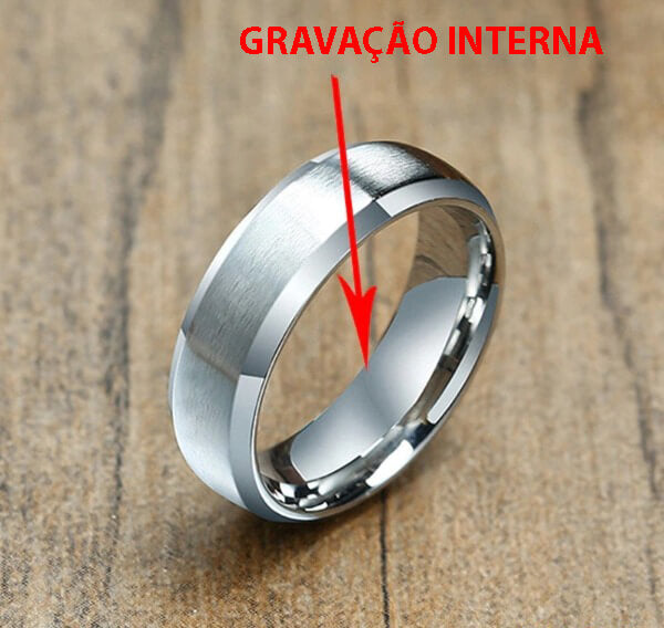 Aliança de Inox Personalizada Com Nome do Casal - Modelo Escovado