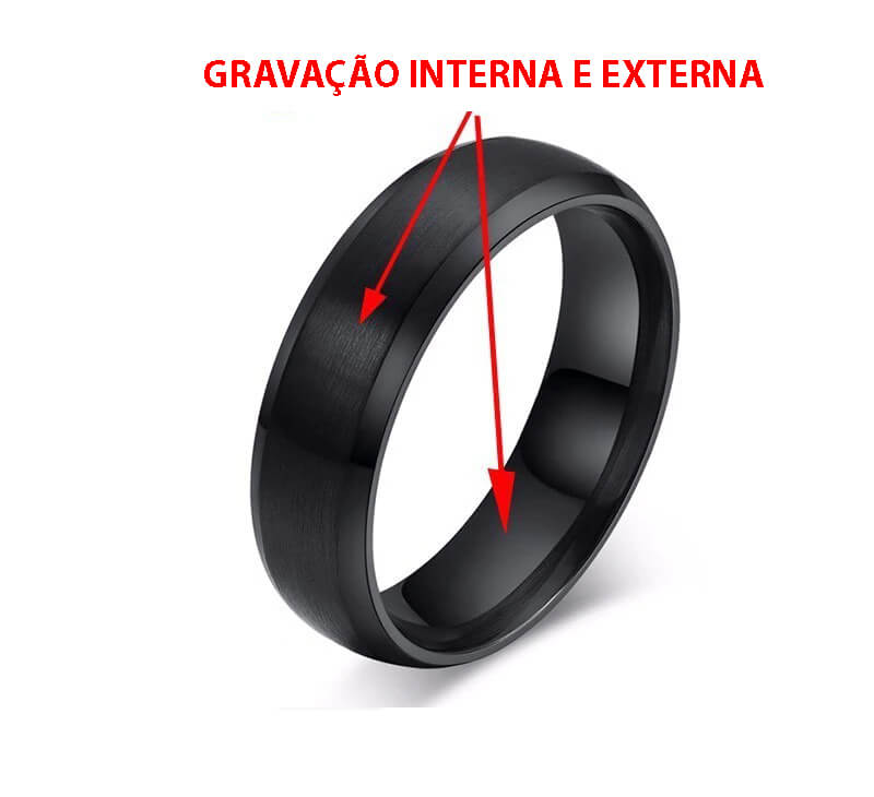 Aliança de Inox Personalizada Com Nome do Casal - Modelo Escovado