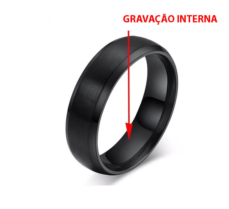 Aliança de Inox Personalizada Com Nome do Casal - Modelo Escovado