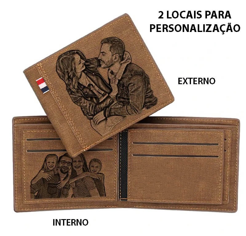 Carteira de Couro Personalizada Com Sua Foto - Estilo