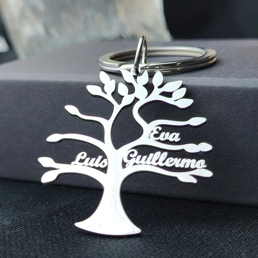 Chaveiro Árvore da Vida Personalizada Com Nomes da Sua Família