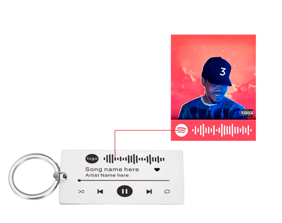 Chaveiro Personalizado Com Código e Nome de Música do Spotify