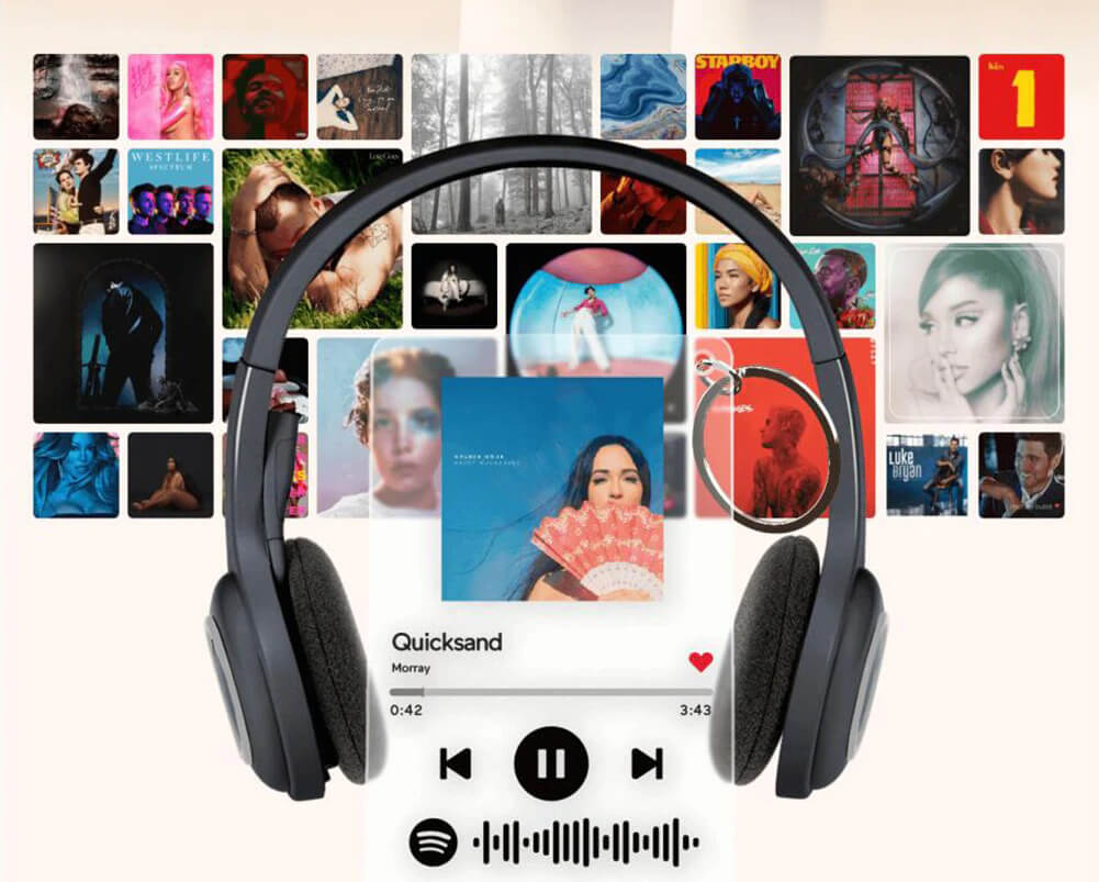 Chaveiro de Acrílico Personalizado Com Sua Foto e Código de Música do Spotify