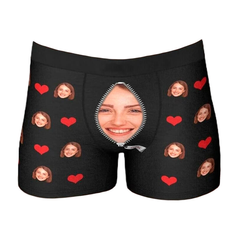 Cueca Boxer Personalizada Com Sua Foto - Desenho Zíper