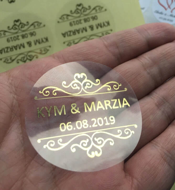 Kit Com 100 Adesivos Metalizados Personalizados Para Casamento e Eventos