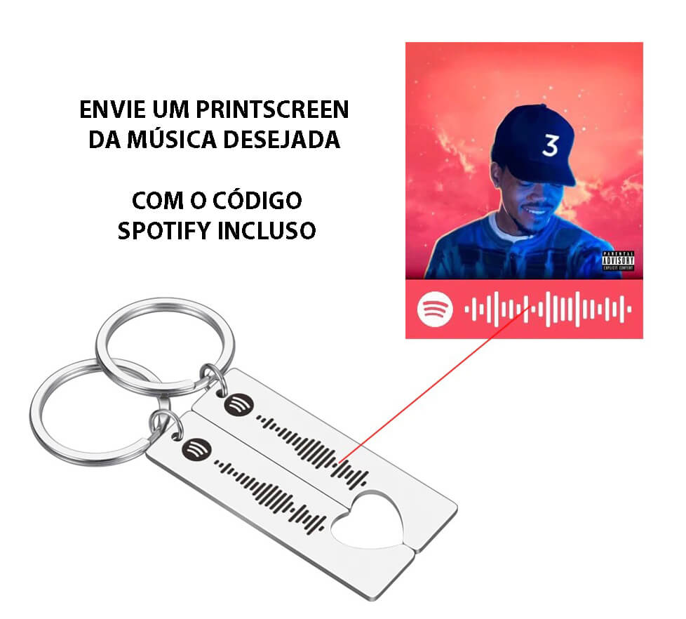 Kit Com 2 Chaveiros Personalizados Com Código de Música do Spotify