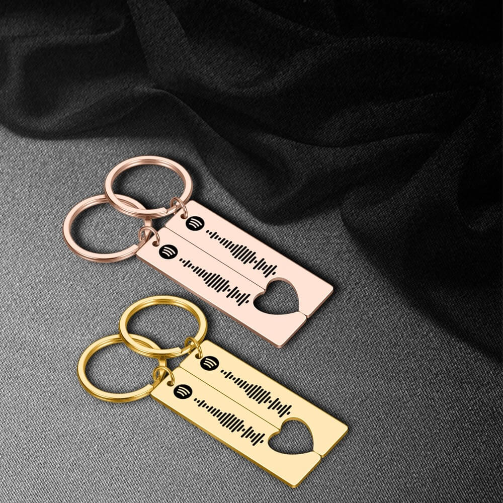 Kit Com 2 Chaveiros Personalizados Com Código de Música do Spotify