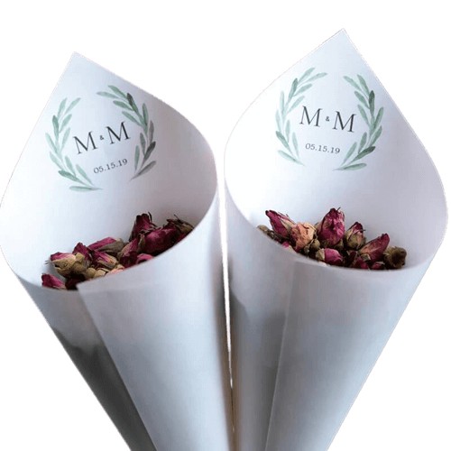 Kit Com 30 Cones de Papel Personalizados Para Casamento e Eventos