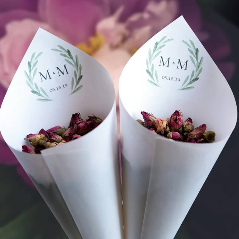 Kit Com 30 Cones de Papel Personalizados Para Casamento e Eventos